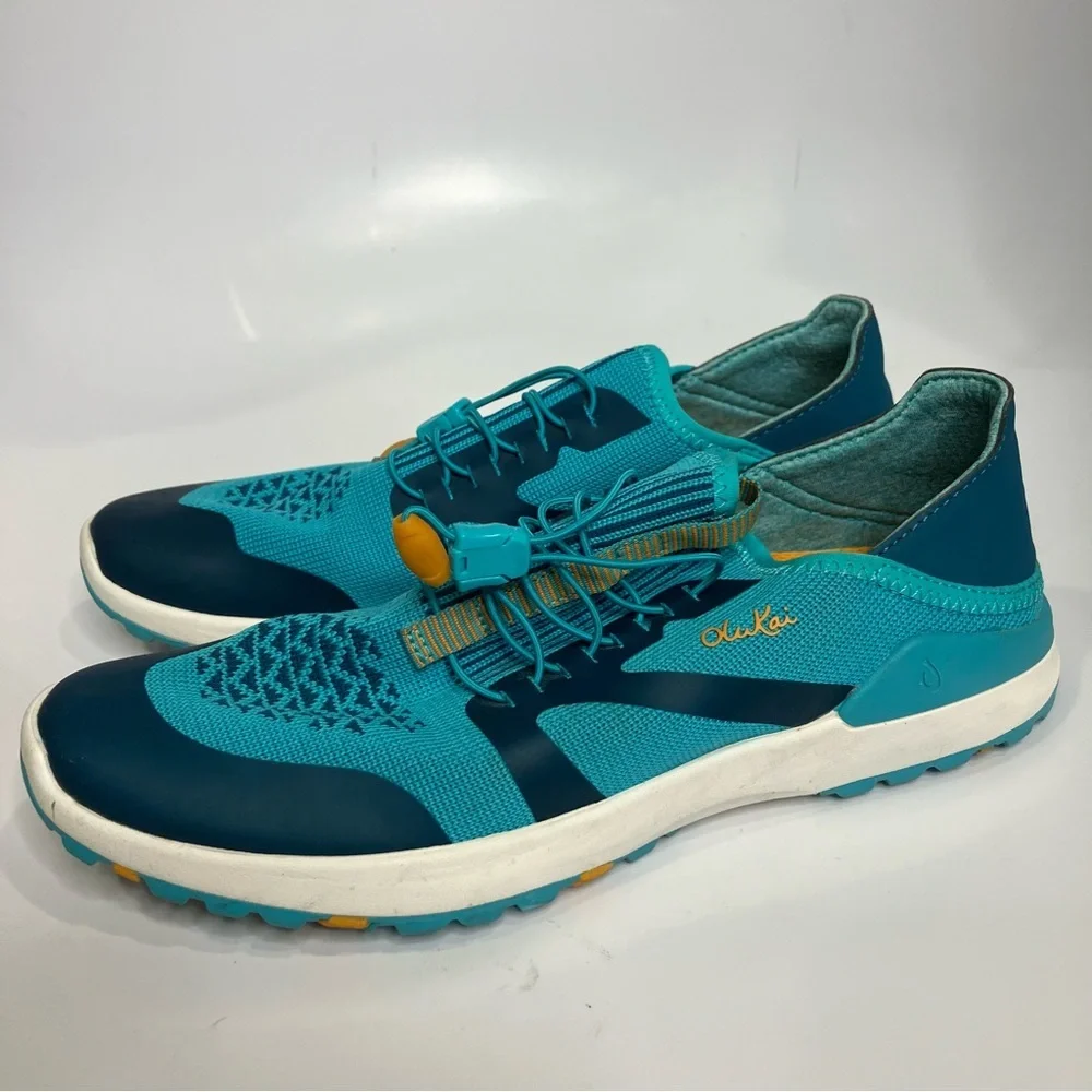 Olukai miki trainer sneakers teal casual women’s‎ size 8 bright slides
